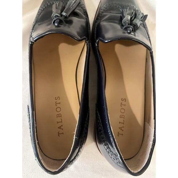 Talbots Navy Blue Leighton Tassel Wingtip Dress Loafer, Women 7m‎ All Leather - Picture 6 of 9